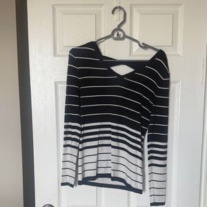 VENUS Black and White Striped Long Sleeve Top